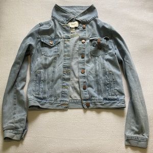 Denim jacket with pins